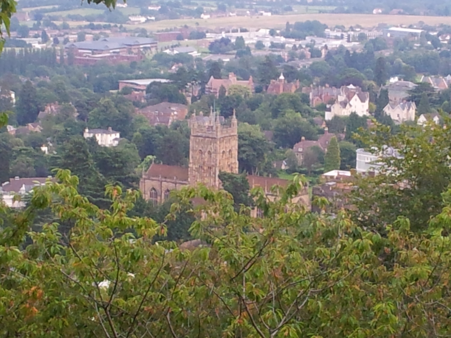 View over Great Malvern - lots of places to stay
